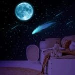 Stickers Muraux Phosphorescents: Pleine Lune Et étoiles Filantes