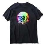 t shirt chat astronaute psychedelique en coton 100 confortable noir s 527 1
