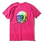 t shirt chat astronaute psychedelique en coton 100 confortable rose s 718 1