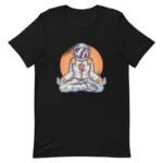 t shirt unisexe en coton peigne avec astronaute meditant noir xs 105 1