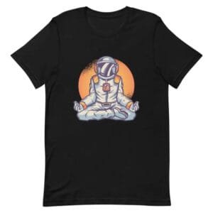 T-shirt Unisexe En Coton Peigné Avec Astronaute Méditant - Noir / Xs