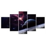 tableau cinq toiles de planetes pour un decor spatial moderne 426 1