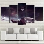 Tableau Planète Saturne Lune Imaginaire