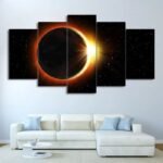 tableau eclipse du soleil une oeuvre dart cosmique unique petit avec cadre 962 1
