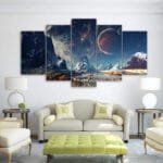 Tableau Lac Spatial: Une Fenêtre Vers Un Autre Monde - Petit / Avec Cadre