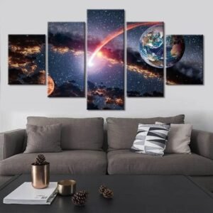 tableau mural de la terre dans un vaste cosmos etoile petit avec cadre 711 1