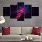 tableau nebuleuse en cinq toiles pour une deco moderne et originale petit avec cadre 890 1