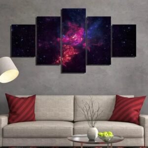 tableau nebuleuse en cinq toiles pour une deco moderne et originale petit avec cadre 890 1