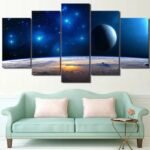 tableau original polyptyque de cinq toiles montees sur lespace petit avec cadre 522 1