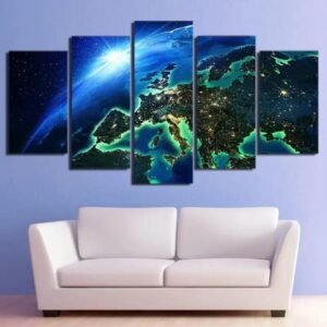 tableau polyptyque de leurope vu depuis lespace petit avec cadre 735 1