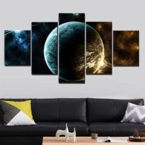 tableau polyptyque dexoplanetes pour un decor spatial unique petit avec cadre 948 1