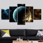 Tableau Polyptyque D’exoplanètes Pour Un Décor Spatial Unique - Petit / Avec Cadre