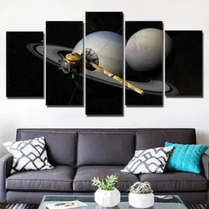 Tableau Sonde Cassini: Un Hommage Aux Images De Saturne - Petit / Avec Cadre
