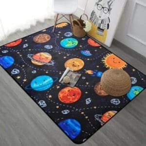 Tapis De Jeu Planètes Pour Chambre D’enfants Confortable Et Antidérapant - 50 x 80 Cm