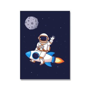 Toile Astronaute Sur Fusée – Décor Spatial En Haute Définition - 30 x 40 Cm