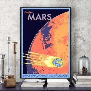 Toile Vintage Inspirée Par L’exploration De Mars - 30 x 40 Cm